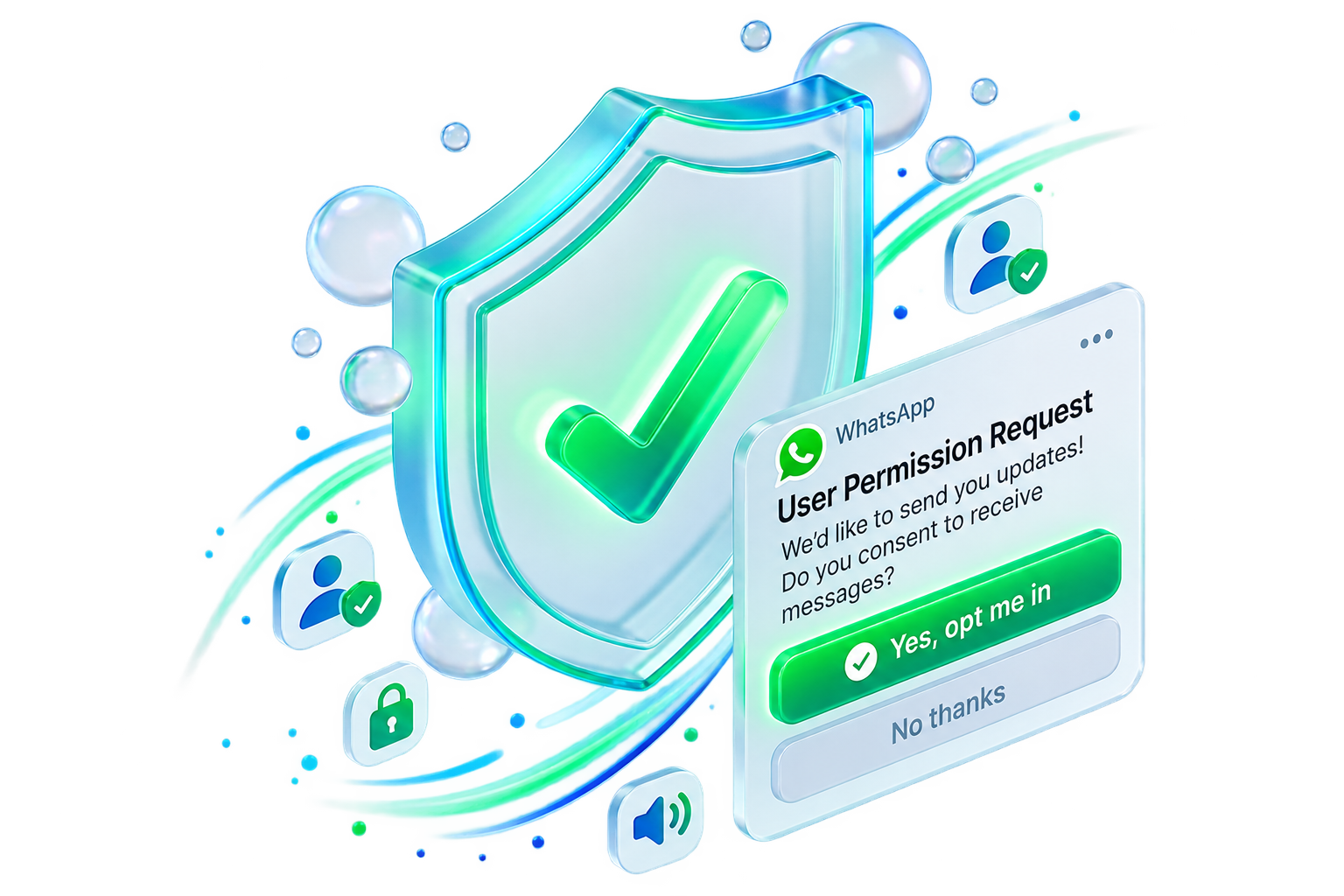 Illustration of WhatsApp Compliant Opt-in Flow, User Consent Toggle, and Verified Authorization